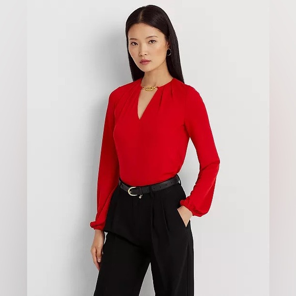 Ralph Lauren women's Logo-Trim Stretch Jersey Top. - Picture 1 of 7